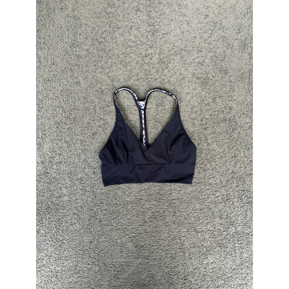 Lululemon Navy Blue Geometric Print Racerback V-Neck Sports Bra